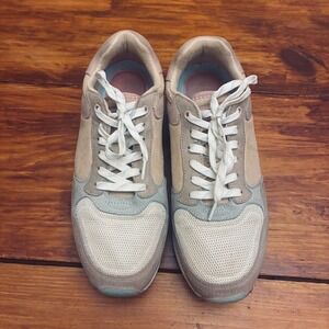 HOFF Women Athletic Sneakers Shoes Beige Blue Mesh Lace Up Size US 9 EUR 40